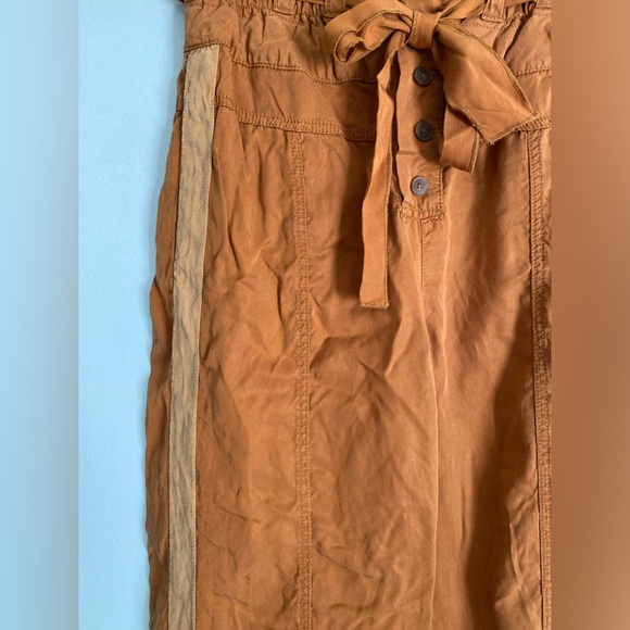 Free People Burnt Orange Paper bag Tie Waist Side Stripe Pants Size XS - Picture 2 of 7